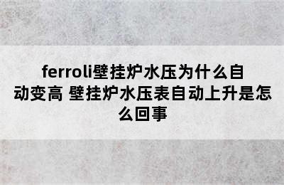 ferroli壁挂炉水压为什么自动变高 壁挂炉水压表自动上升是怎么回事